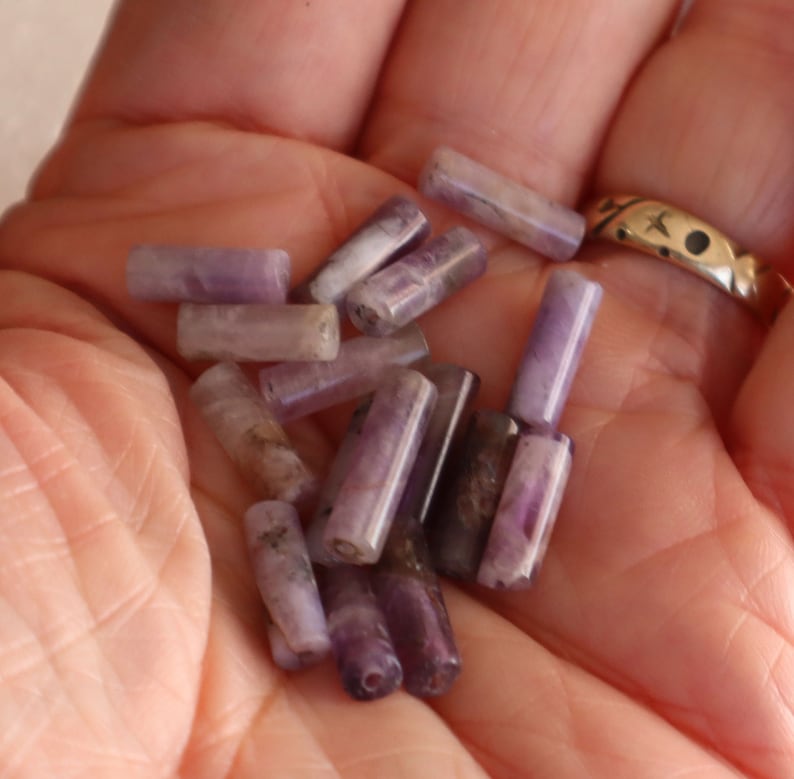 Aprox 60 pieces Amethyst Tube Beads 13mm x 4mm image 2