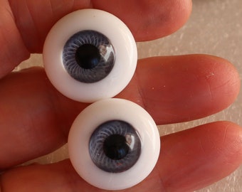 1 Pair 22mm Kais German Glass Doll Eyes  Grayish Blue