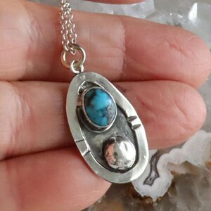 Jewelry Rescue Vintage Sterling Silver Turquoise Oval Pendant 1 1/4"