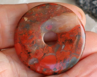 Large Red Jasper or Agate Stone Donut 30mm