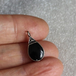 Vintage Sterling Silver Onyx Marcasite Pendant For Beading Project  19mm