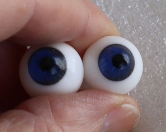 1 Pair 14mm Kais German Glass Doll Eyes  Blue  Bulb