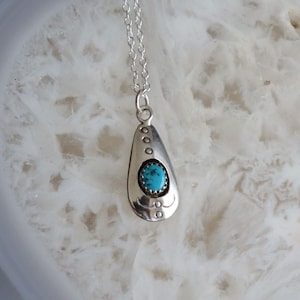 SALE Jewelry Rescue  Sterling Silver Turquoise  Vintage  Stamped Pendant  27mm