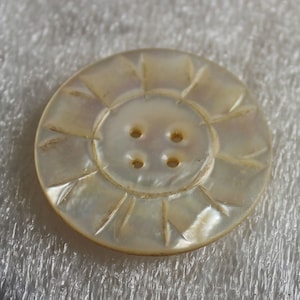 SALE 35mm  Intricately Carved Shell Button 4 hole  Sold Individually