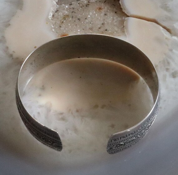 Floral Pattern Sterling Silver  Cuff Bracelet 7" - image 3