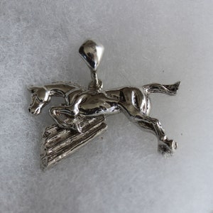 Vintage Sterling  Jumping Horse  Large Pendant 1 1/2&quot;