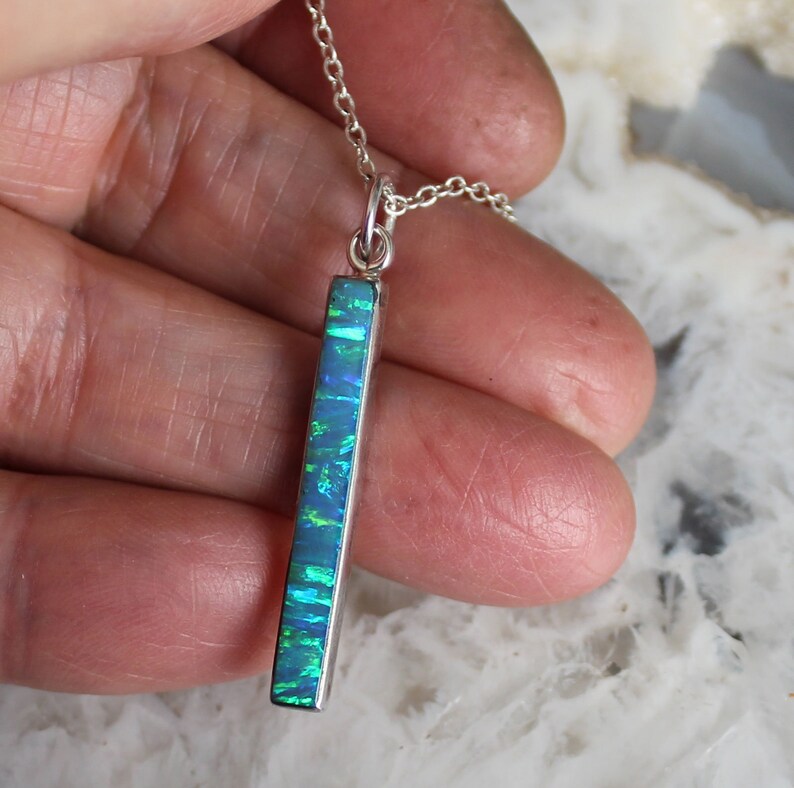 Jewelry Rescue Vintage Sterling Silver Opal Rectangle Pendant 1 12