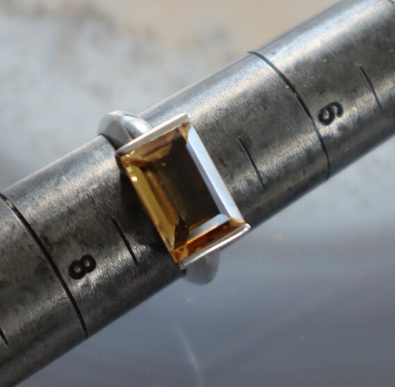 Size 7 Yellow Citrine Rectangular Stone Sterling … - image 3