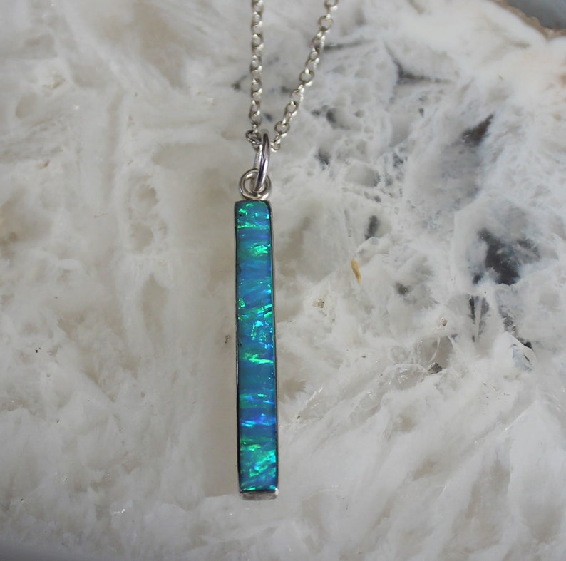 Jewelry Rescue Vintage Sterling Silver Opal Rectangle Pendant 1 12