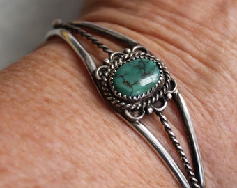 Jewelry Rescue Vintage  Sterling Turquoise Cuff  Bracelet