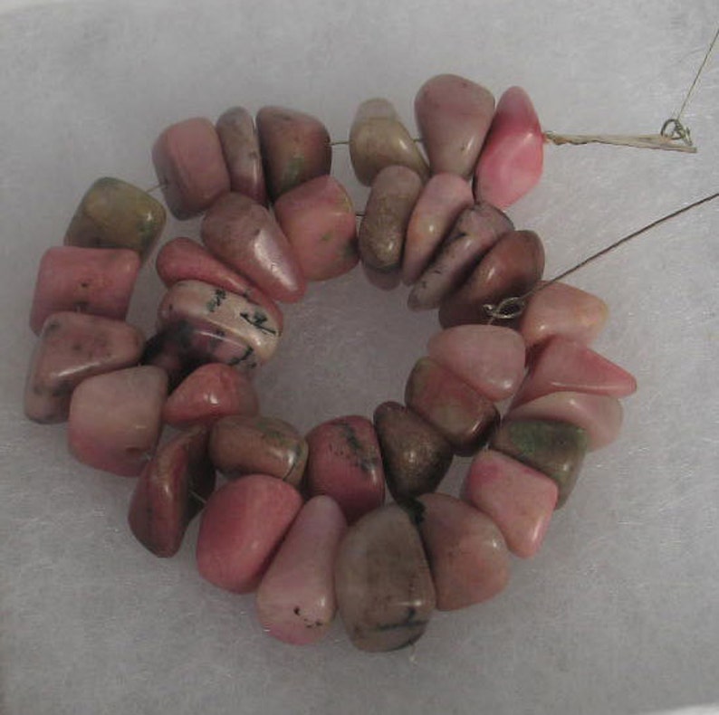 SALE 25 Pink and Black 9mm Round Rhodonite Beads image 2