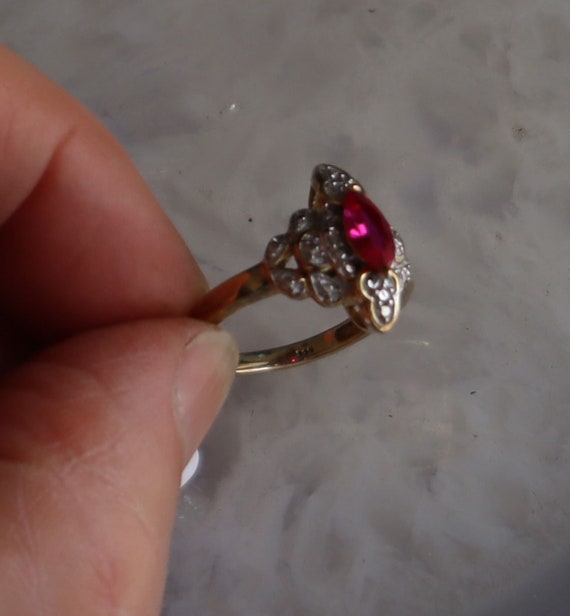 Size 7 Vintage Gold over Sterling Silver and CZ R… - image 3