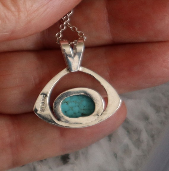 Sterling Silver Turquoise Modern Look Pendant  1 … - image 5