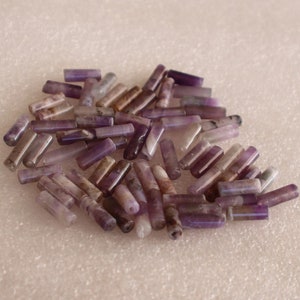 Aprox 60 pieces Amethyst Tube Beads 13mm x 4mm image 1