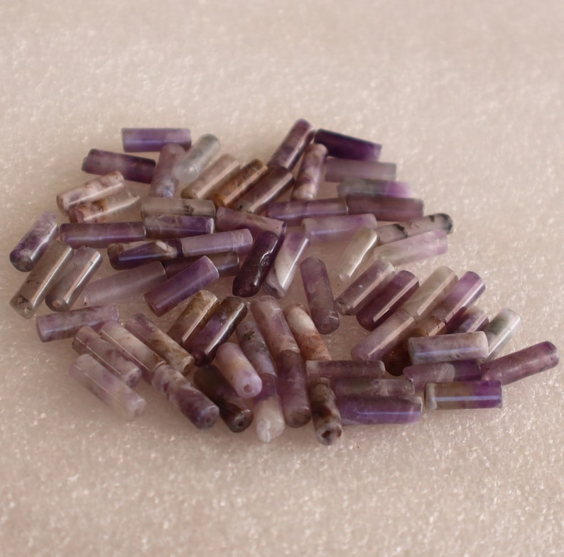 Aprox 60 pieces Amethyst Tube Beads 13mm x 4mm image 1