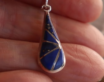Jewelry Rescue Sterling Silver Teardrop Lapis Lazuli  Pendant 30mm Long