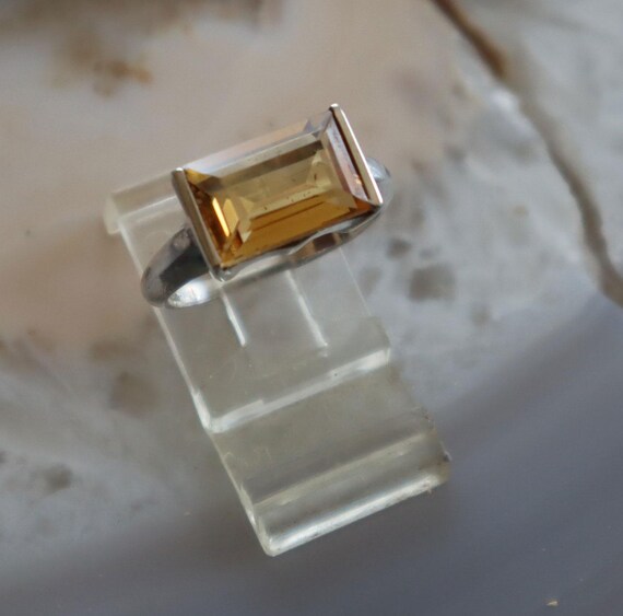 Size 7 Yellow Citrine Rectangular Stone Sterling … - image 4