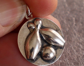 Vintage Beau Sterling Silver Bowling Charm 1"