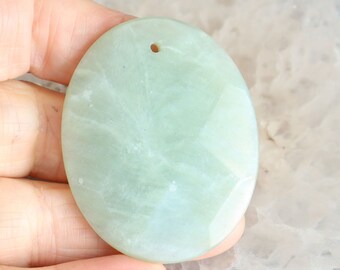 Drilled Green  Oval Aventurine Stone Focal Bead 49mm