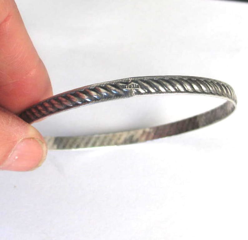 SALE Vintage Patterned Sterling Bangle Bracelet
