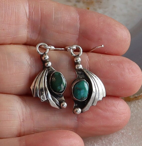 Jewelry Rescue Sterling Turquoise  Earrings 1 1/2" - image 1