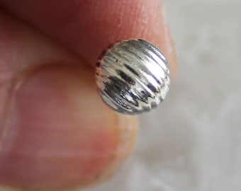 7mm Single Round Striped Textured Sterling  Post Earring