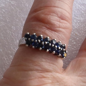Size 5 3/4 Multi Stone Sapphire and Sterling Silver Ring