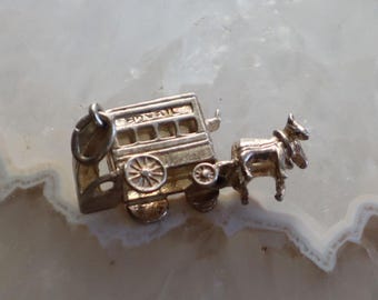 Silver Horse Drawn Carriage Charm, Horse Carriage Charm, Horse