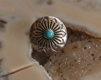 Jewelry Rescue Turquoise Stone Concho Sterling Turquoise Pin Tie Tack 20mm