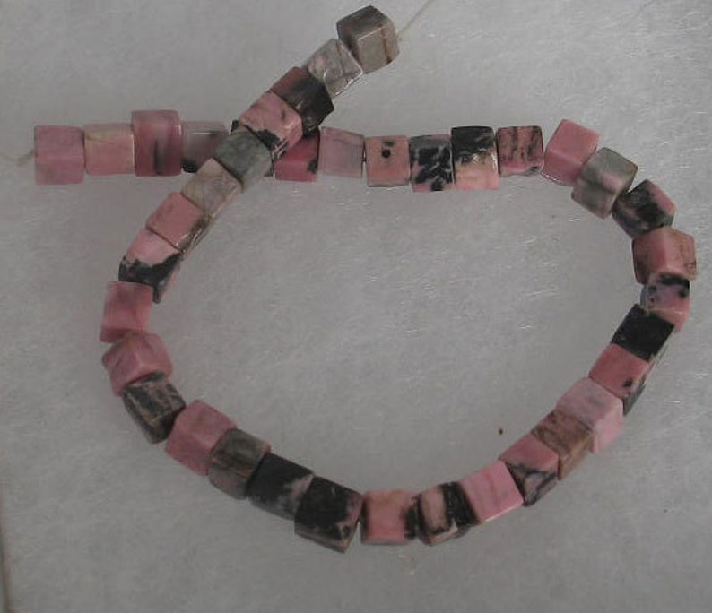 SALE 25 Pink and Black 9mm Round Rhodonite Beads image 4