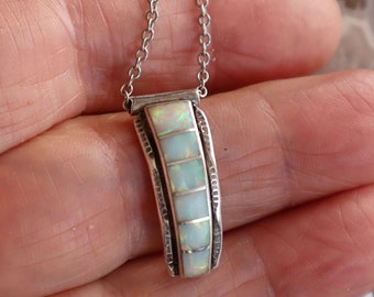 SALE Jewelry Rescue Sterling Silver Single Watch Band Opal Inlay Pendant 26mm Long