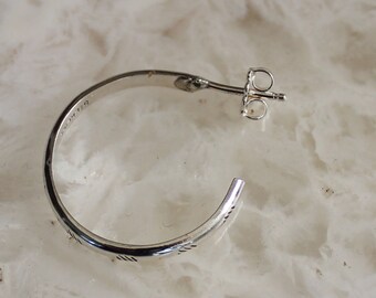 Single  Stamped Sterling  Post Hoop 1"