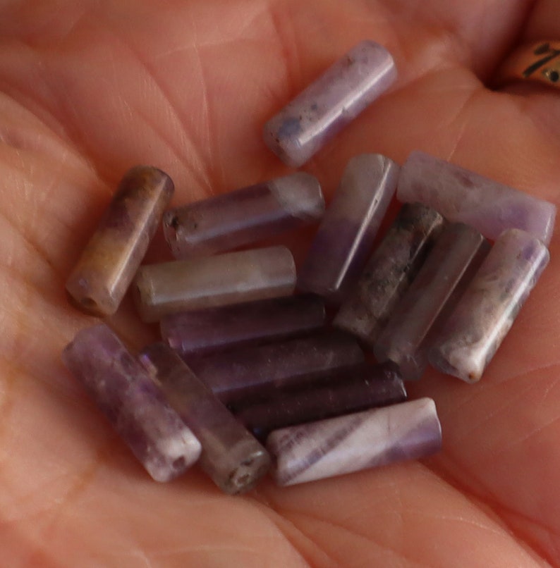 Aprox 60 pieces Amethyst Tube Beads 13mm x 4mm image 3