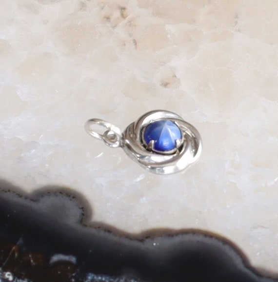 Sterling Silver and  Synthetic Blue Sapphire Ston… - image 2