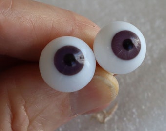 1 Pair 14mm Kais German Glass Doll Eyes  Brownish Purple Bulb
