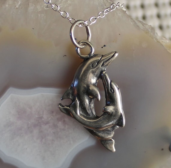 Jewelry Rescue Vintage  2 Dolphins Sterling Silve… - image 2