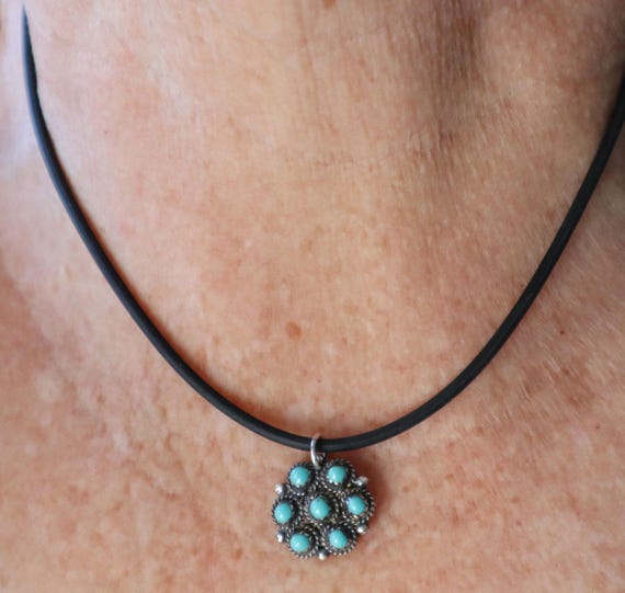 Collar Plata Ley 925 Milésimas Y Turquesas México 1970 | El Coleccionista Ecléctico