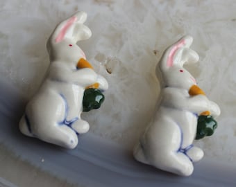 Fun Bunny Rabbit  Ceramic Tile 2" Set of 2