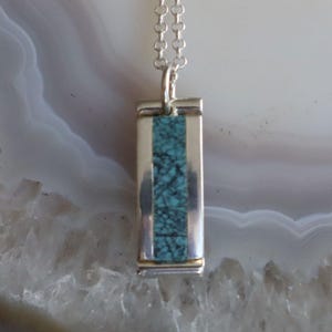 Jewelry Rescue  Sterling Silver and Turquoise Inlay  Vintage  Pendant 1 1/4"