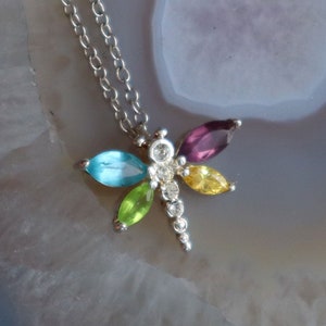 Sterling Silver  CZ Dragonfly Pendant 20x16mm
