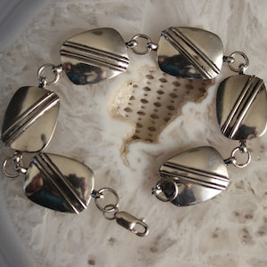 SALE Vintage Sterling Geometric Links Bracelet 8 1/4&quot; Long