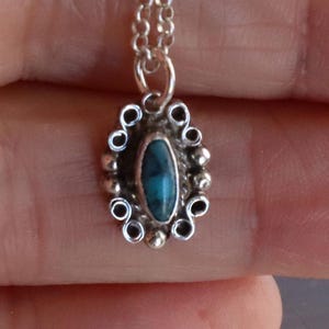 Jewelry Rescue Vintage Sterling Silver Turquoise Oval Pendant 12x9mm