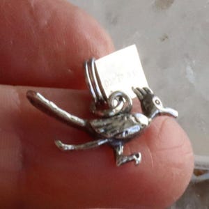 Vintage Roadrunner Sterling Charm Pendant Bell Sterling New Mexico Tag 19mm