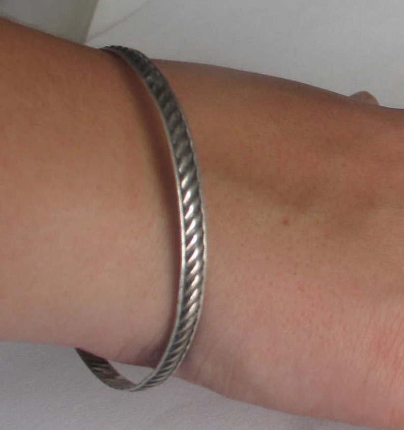 SALE Vintage Patterned Sterling Bangle Bracelet