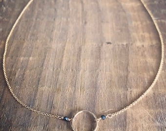 Mystic Grey Spinel Gold Filled Circle Link Necklace