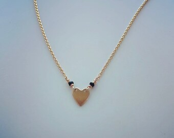 Gold Filled Heart Black Spinel Necklace