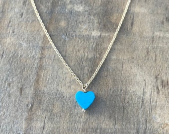 Turquoise Heart Gold Filled Necklace