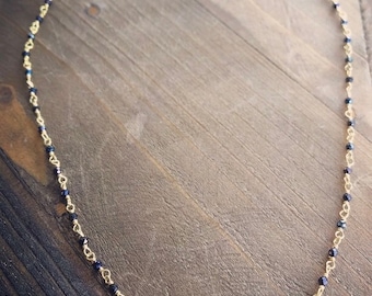 Black Spinel Rosary Chain Vermeil Necklace