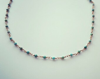 Turquoise Gold Filled Rosary Necklace