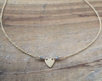 Gold Filled Heart Labradorite Necklace